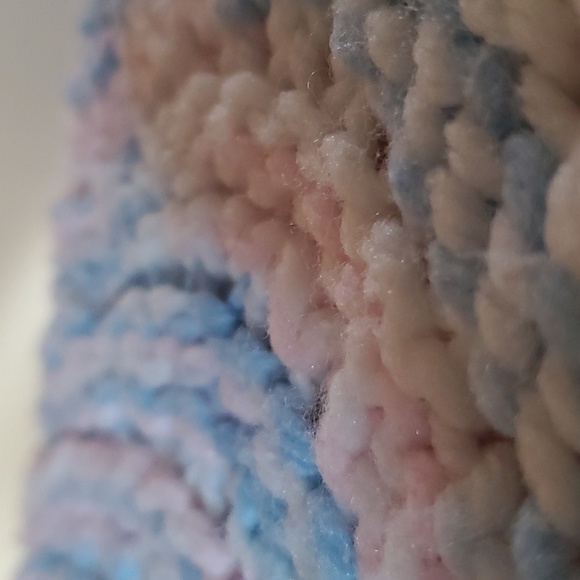 New Unused Vintage Crocheted Baby Afghan/Blanket, Pink,Blue,White, 50x45, Gorg! - Picture 5 of 13